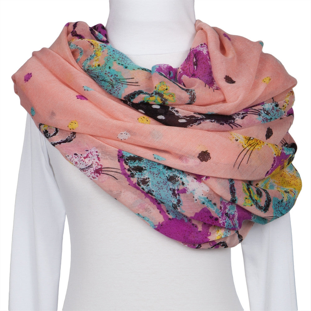 Colorful Felines Pink Scarf Scarves & Boas Animalworld   