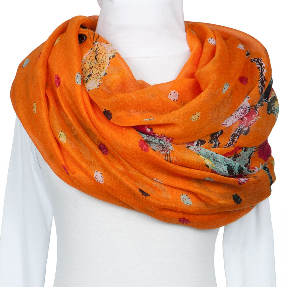 Colorful Felines Orange Scarf Scarves & Boas Animalworld   