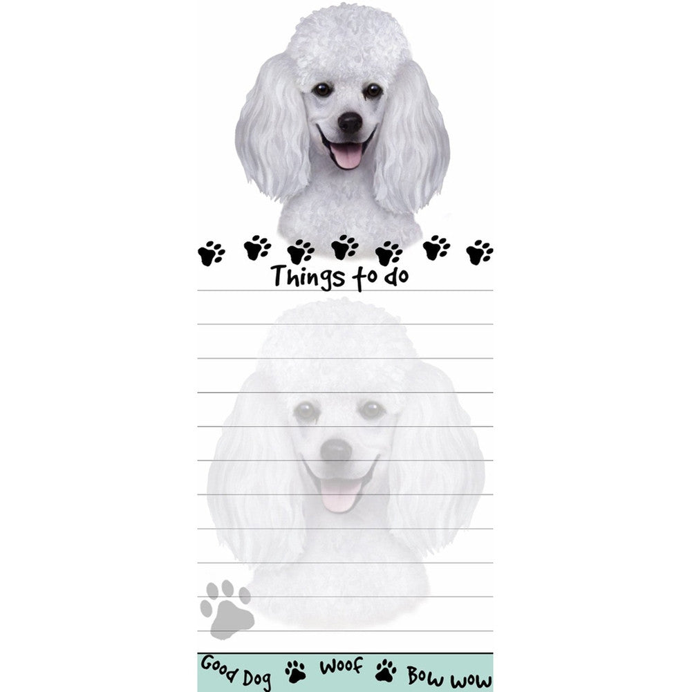 Poodle White Tall Magnetic Notepad Note Pads Animalworld   