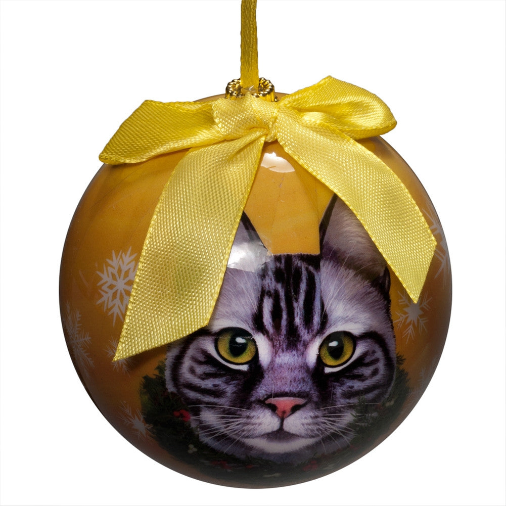 Silver Tabby Cat Christmas Ball Ornament Christmas Decorations Animalworld   