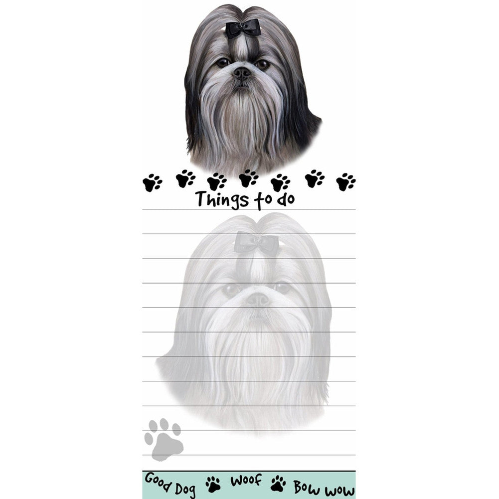 Black And White Shih Tzu Tall Magnetic Notepad Note Pads Animalworld   