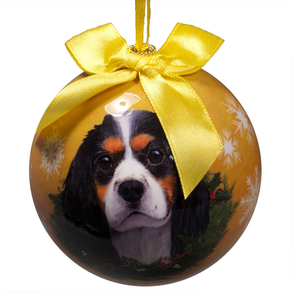 Tri-Color King Charles Cavalier Christmas Ball Ornament Christmas Decorations Animalworld OS Yellow 