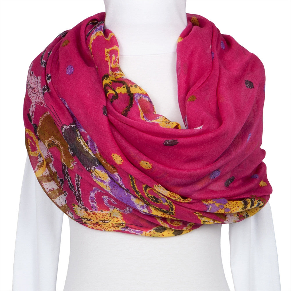 Colorful Felines Dark Pink Scarf Scarves & Boas Animalworld   