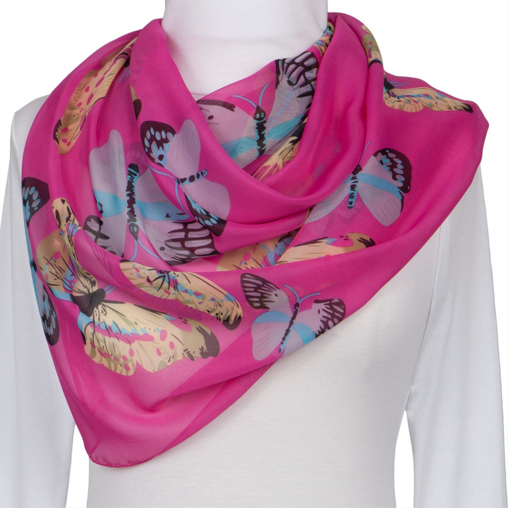 Whimsical Butterflies Dark Pink Scarf Scarves & Boas Animalworld   