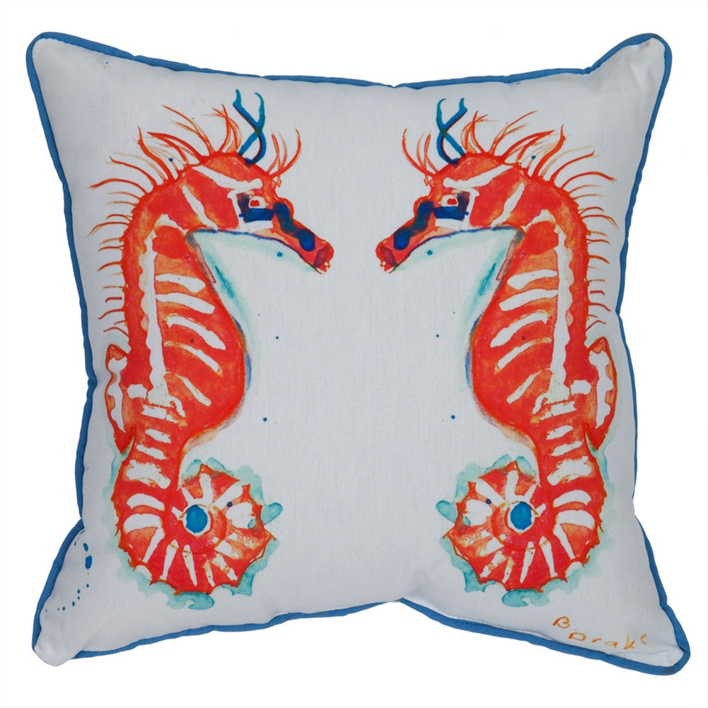 Coral Seahorses Indoor/Outdoor Accent Pillow Pillows Betsy Drake Interiors   