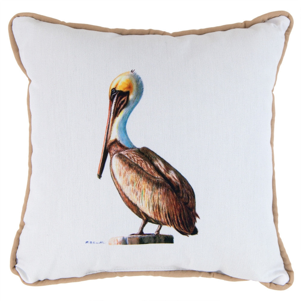 Pelican Tan Small Indoor/Outdoor Accent Pillow Pillows Betsy Drake Interiors   