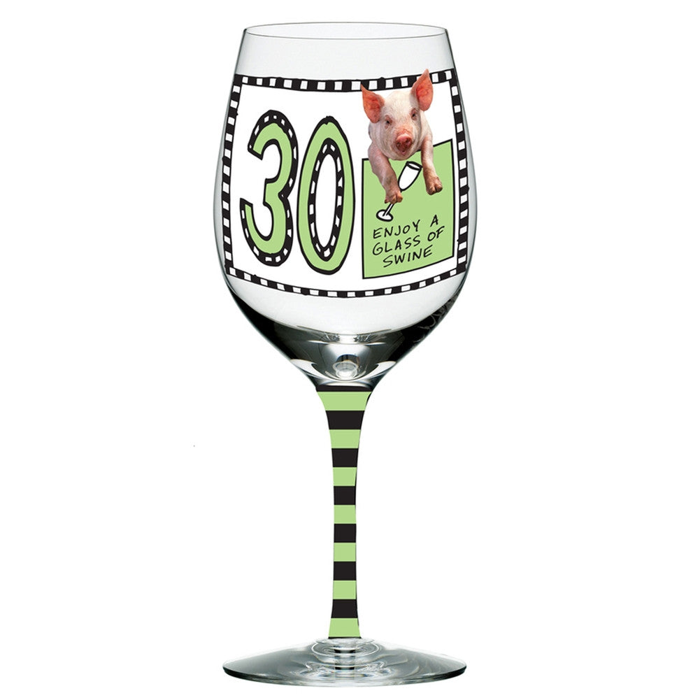 Enjoy A Glass Of Swine 30 Years Wine Glass Wine Glasses Animalworld   