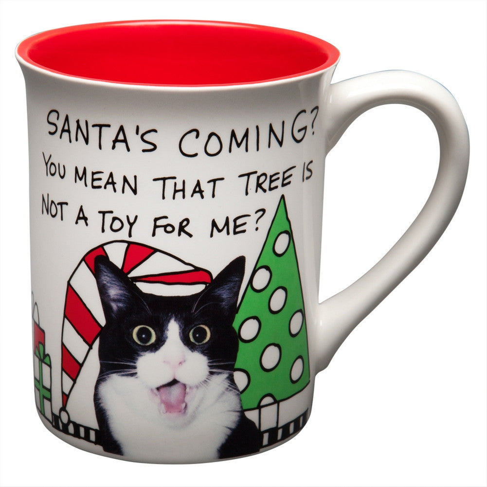 Santa's Coming Surprised Kitty Coffee Mug Coffee Mugs Animalworld   