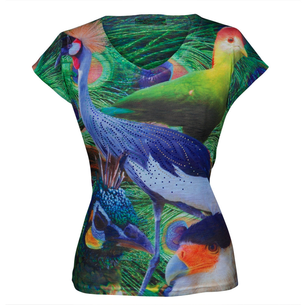 Exotic Birds Juniors V-Neck T-Shirt Juniors T-Shirts Sweet Gisele, Inc   