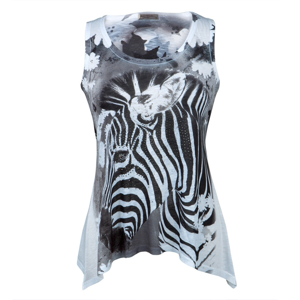 Zebra Portrait Juniors Tank Top Tunic Tank Tops Sweet Gisele, Inc   