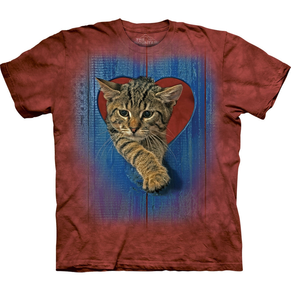 Kitten Walking Through Heart Door Kids T-Shirt Youth T-Shirts Animalworld KSM Red 