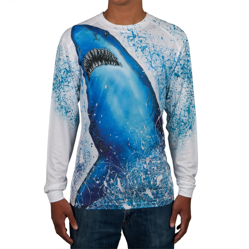 Great White Shark O-Sea-D Men's Long Sleeve T-Shirt Men's Long Sleeves Sherry Mfg   