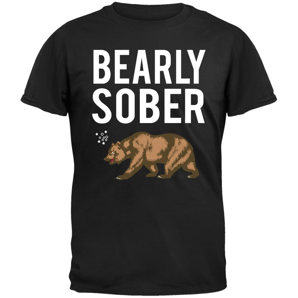 Bearly Sober Bear Black T-Shirt Men's T-Shirts Old Glory   