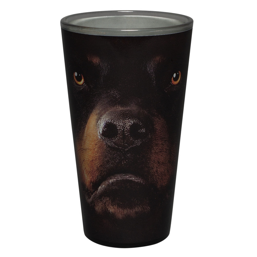 Rottweiler Face Pint Glass Pint Glasses Animalworld   