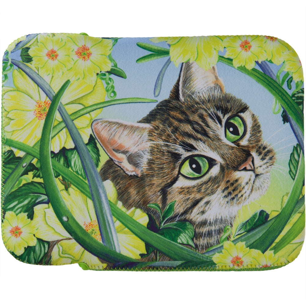 Cat in Flowers Fabric Tablet Cover Tablet Covers Animalworld   