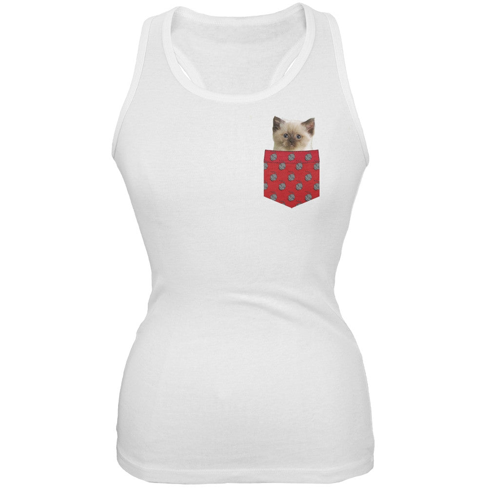 Faux Pocket Women's Calico Cat Tank Top Tank Tops Old Glory   