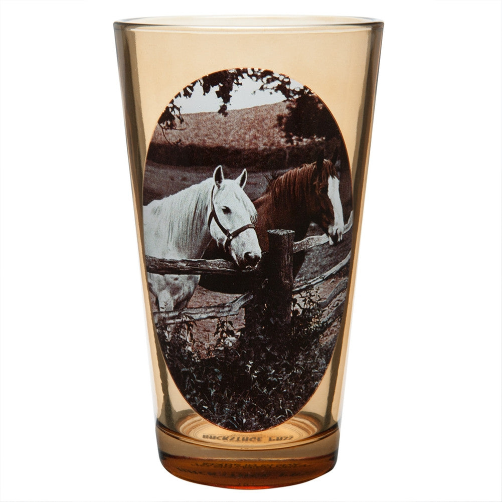 Two Horses Portrait Pint Glass Pint Glasses Animalworld   