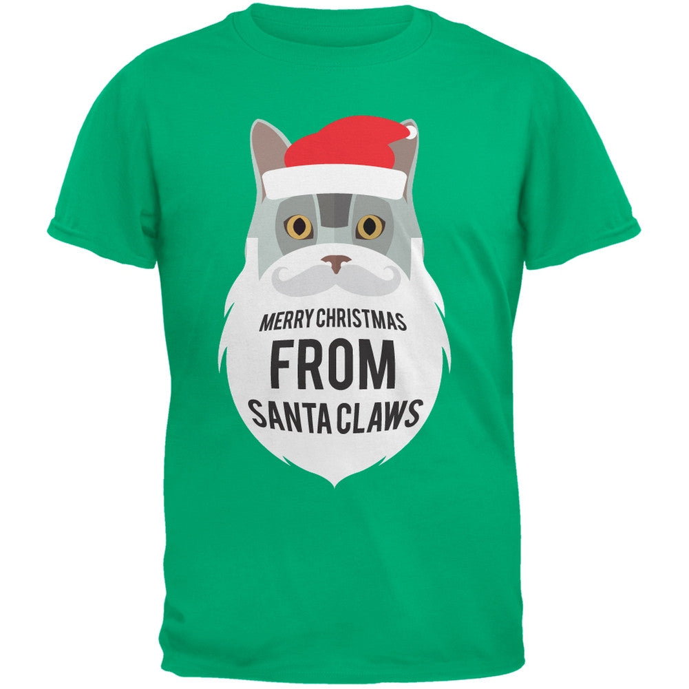 Grey Cat Santa Ugly Christmas Sweater Youth Black T-Shirt Youth T-Shirts Old Glory   