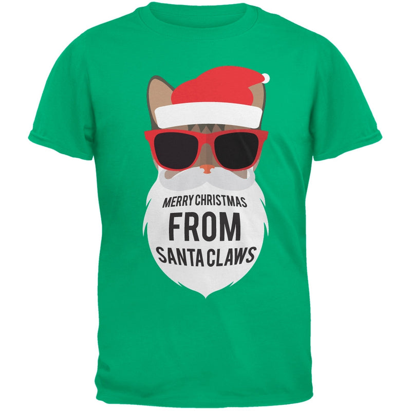 Cat Santa Ugly Christmas Sweater Youth Black T-Shirt Youth T-Shirts Old Glory   