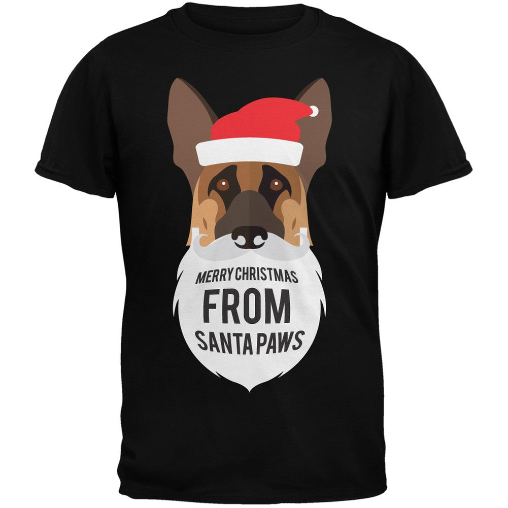 German Shepard Santa Ugly Christmas Sweater Youth Black T-Shirt Youth T-Shirts Old Glory   