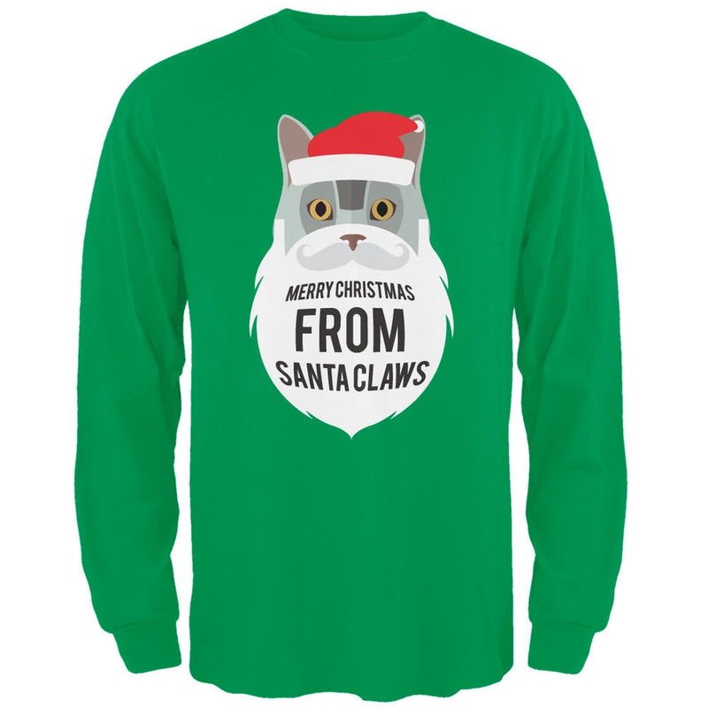 Grey Cat Santa Ugly Christmas Sweater Black Long Sleeve T-Shirt Men's Long Sleeves Old Glory   