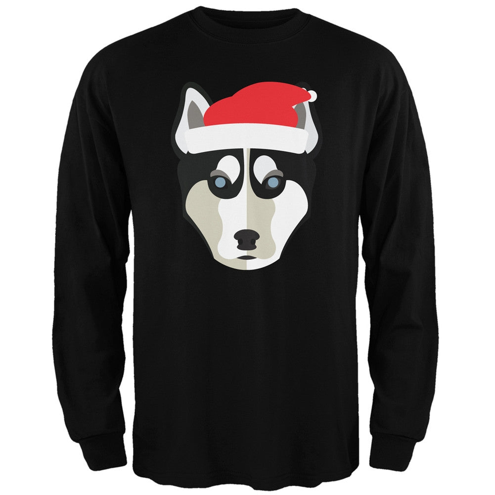 Husky Santa Christmas Black Adult Long Sleeve T-Shirt Men's Long Sleeves Old Glory   