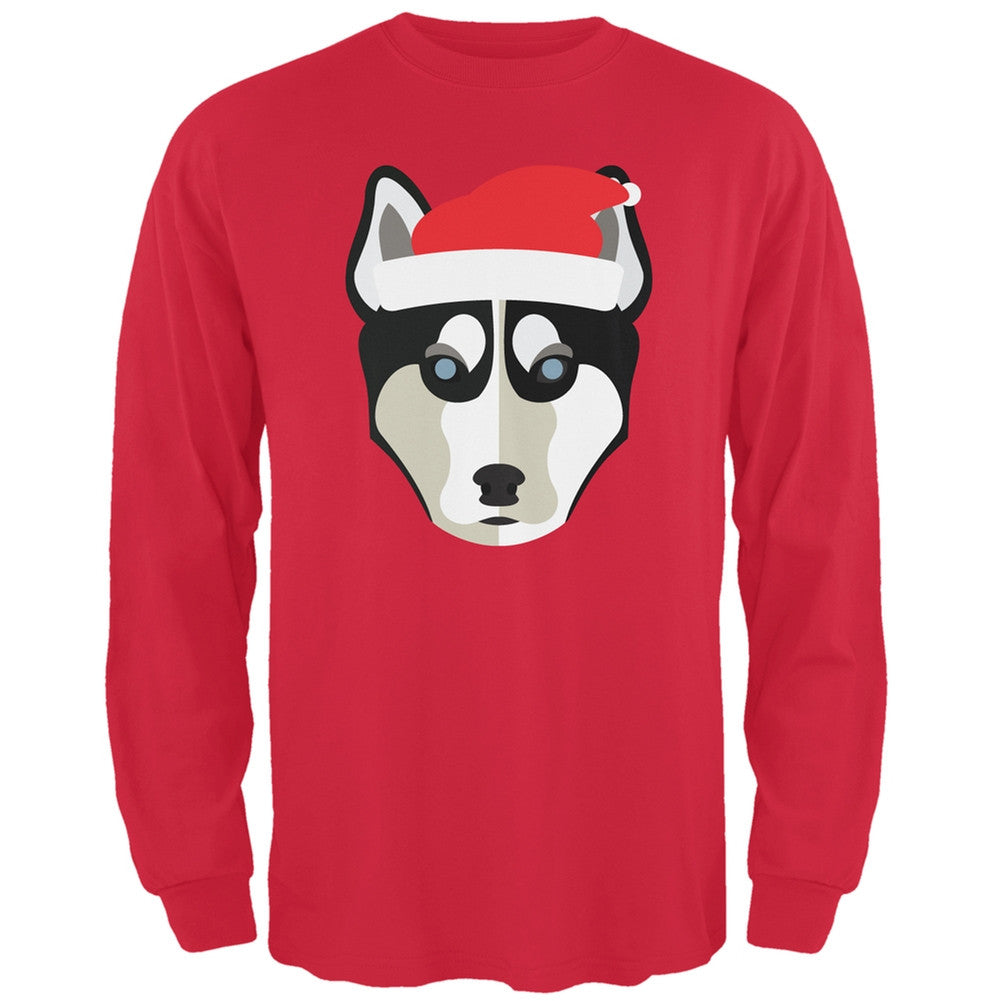 Husky Santa Christmas Black Adult Long Sleeve T-Shirt Men's Long Sleeves Old Glory   