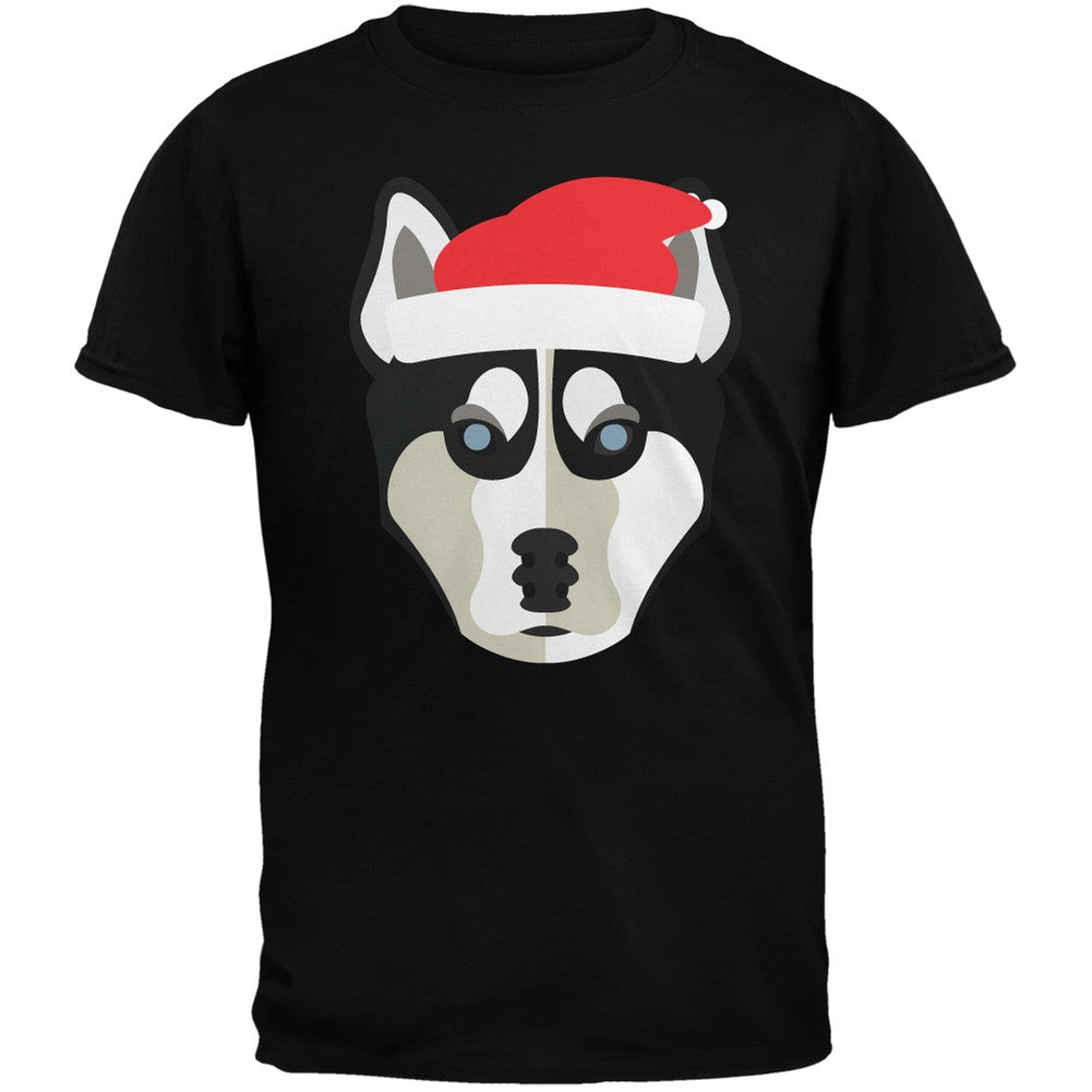 Husky Santa Christmas Youth Black T-Shirt Youth T-Shirts Old Glory   