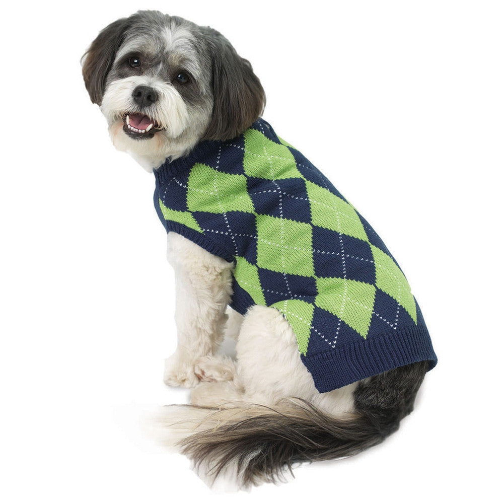 Alex's Navy Argyle Dog Sweater Dog Clothing Petrageous Designs   