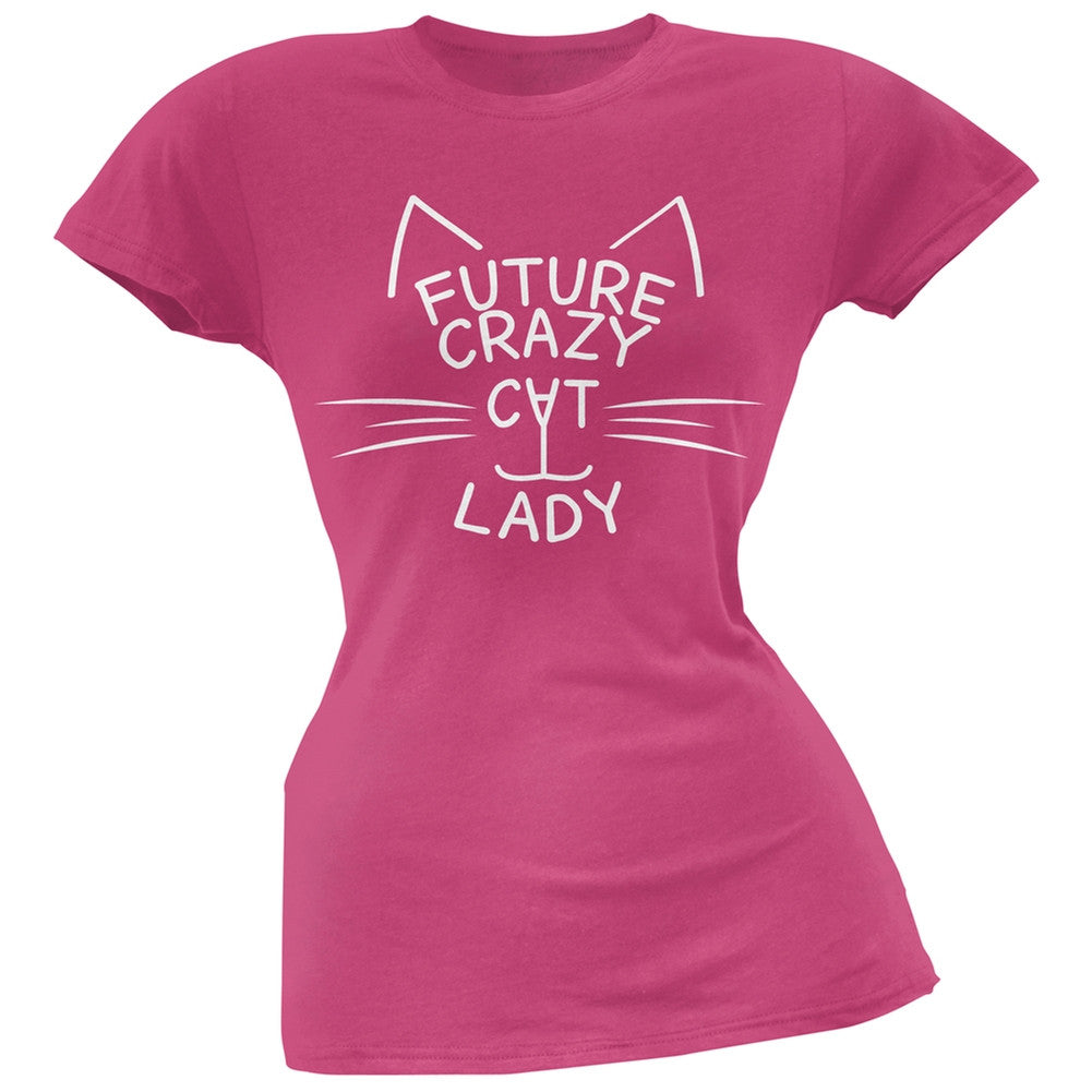 Future Crazy Cat Lady Juniors Pink T-Shirt Juniors T-Shirts Old Glory   