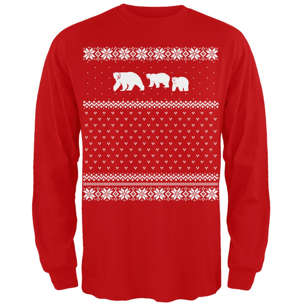 Polar Bears Ugly Christmas Sweater Long Sleeve T-Shirt Men's Long Sleeves Old Glory 2XL Red 