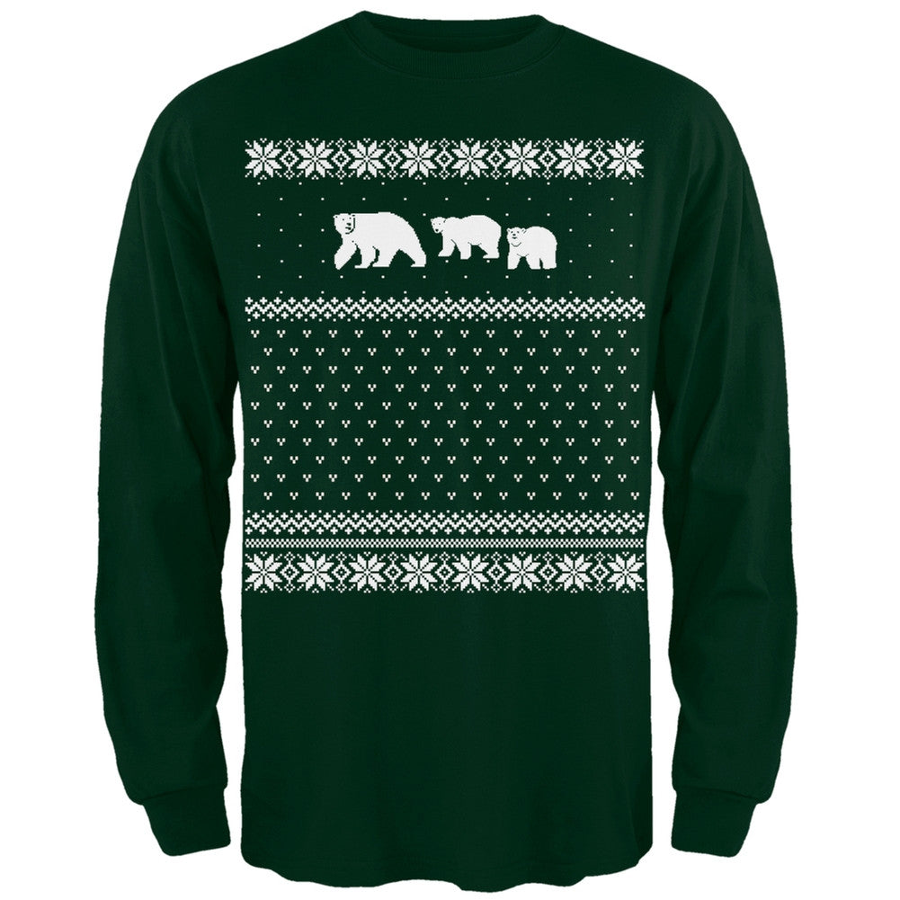 Polar Bears Ugly Christmas Sweater Long Sleeve T-Shirt Men's Long Sleeves Old Glory 2XL Dark Green 