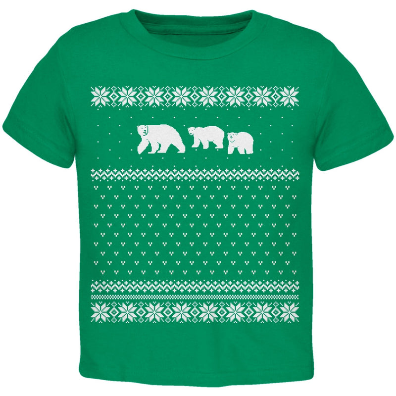 Polar Bears Ugly Christmas Sweater Toddler T-Shirt Toddler T-Shirts Old Glory 2T Green 