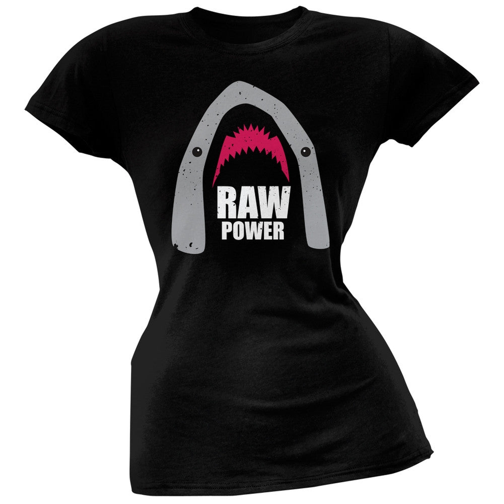 Shark Raw Power Black Juniors Soft T-Shirt Juniors T-Shirts Old Glory   