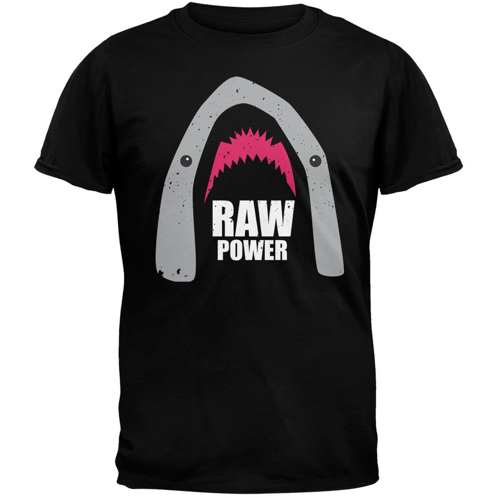 Shark Raw Power Black Adult T-Shirt Men's T-Shirts Old Glory   