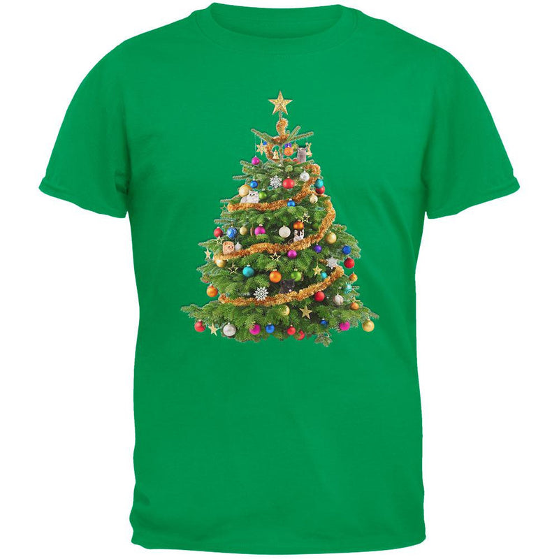 Cats In Christmas Tree Black Adult T-Shirt Men's T-Shirts Old Glory   