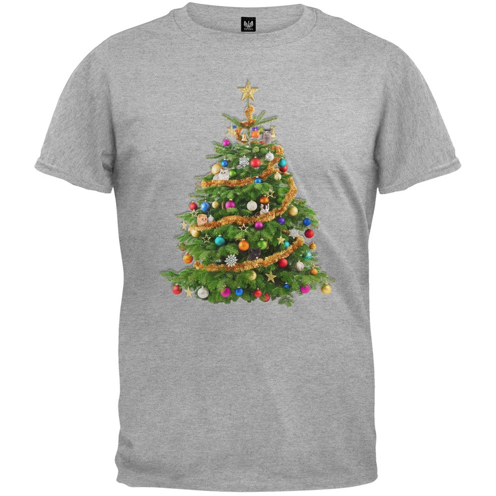 Cats In Christmas Tree Black Adult T-Shirt Men's T-Shirts Old Glory   