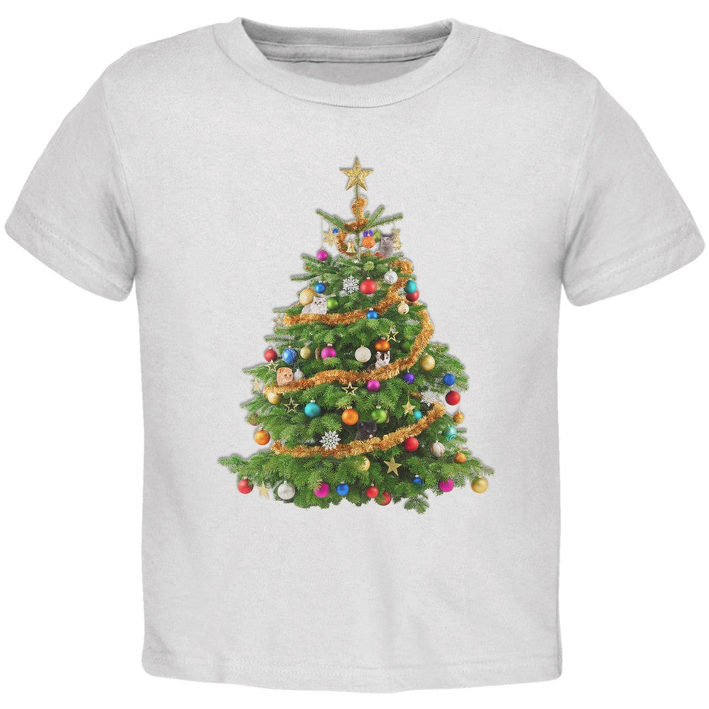 Cats In Christmas Tree Black Toddler T-Shirt Toddler T-Shirts Old Glory   