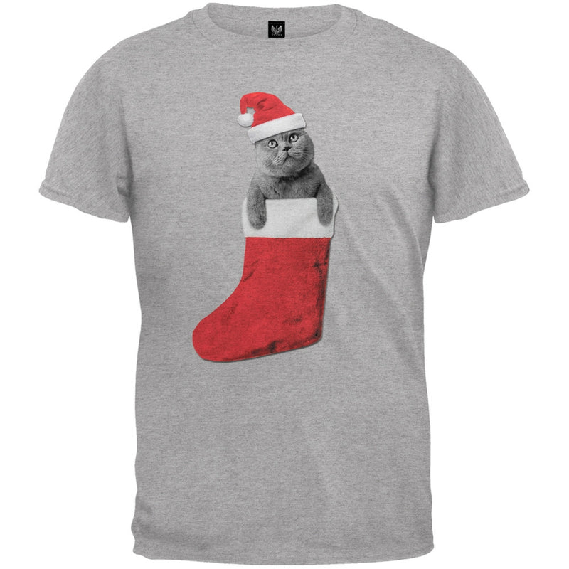 Christmas Stocking Cat Black Youth T-Shirt Youth T-Shirts Old Glory   