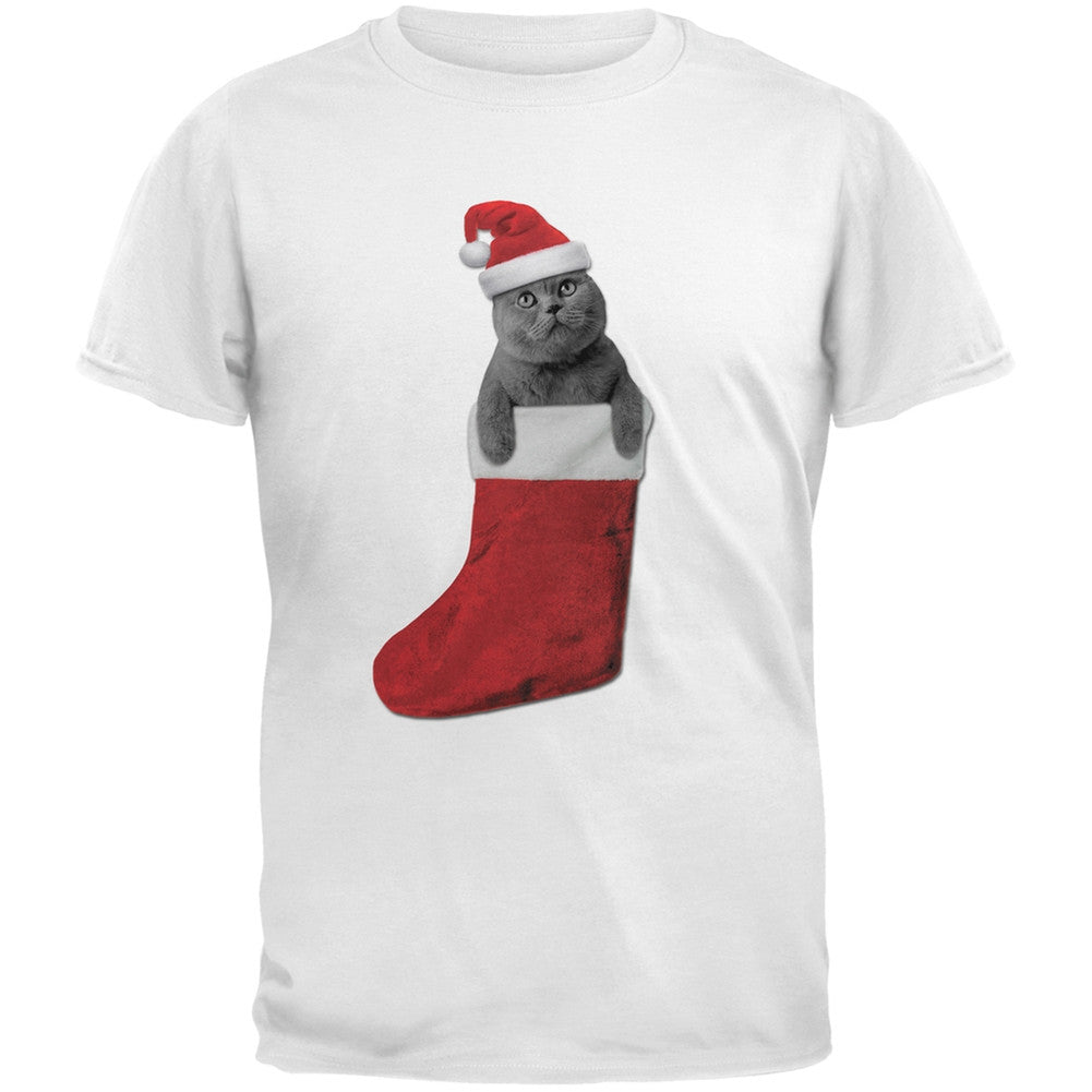 Christmas Stocking Cat Black Youth T-Shirt Youth T-Shirts Old Glory   