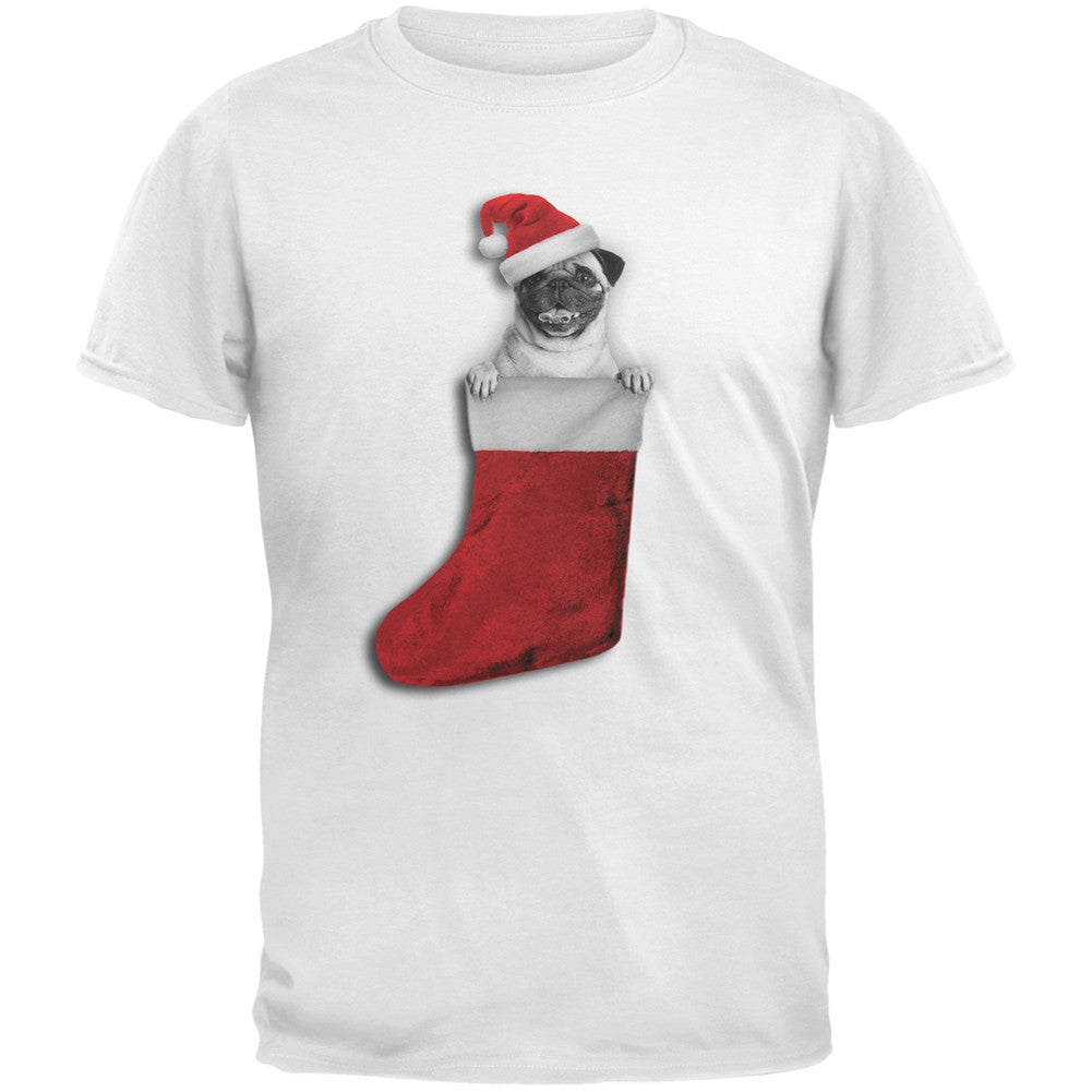 Christmas Stocking Pug Black Youth T-Shirt Youth T-Shirts Old Glory   