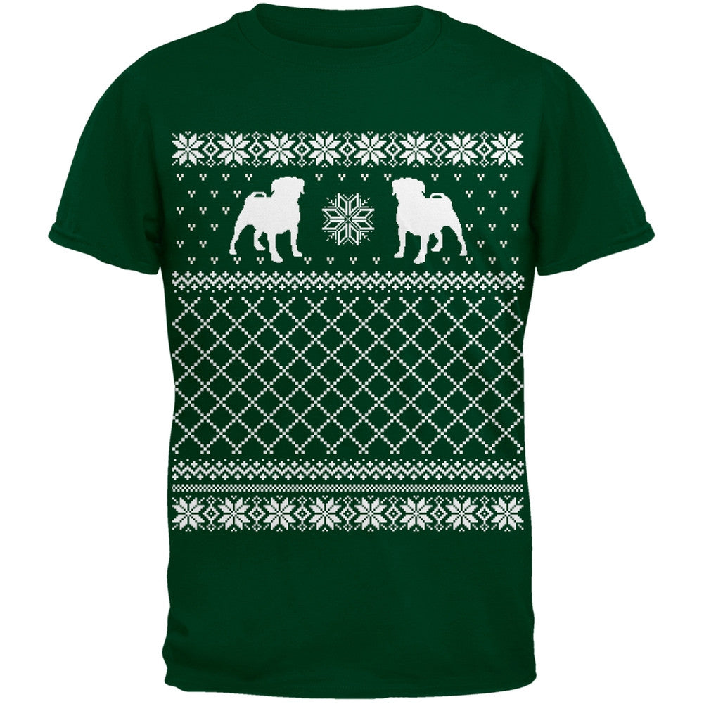 Pug Ugly Christmas Sweater Green Youth T-Shirt Youth T-Shirts Old Glory   