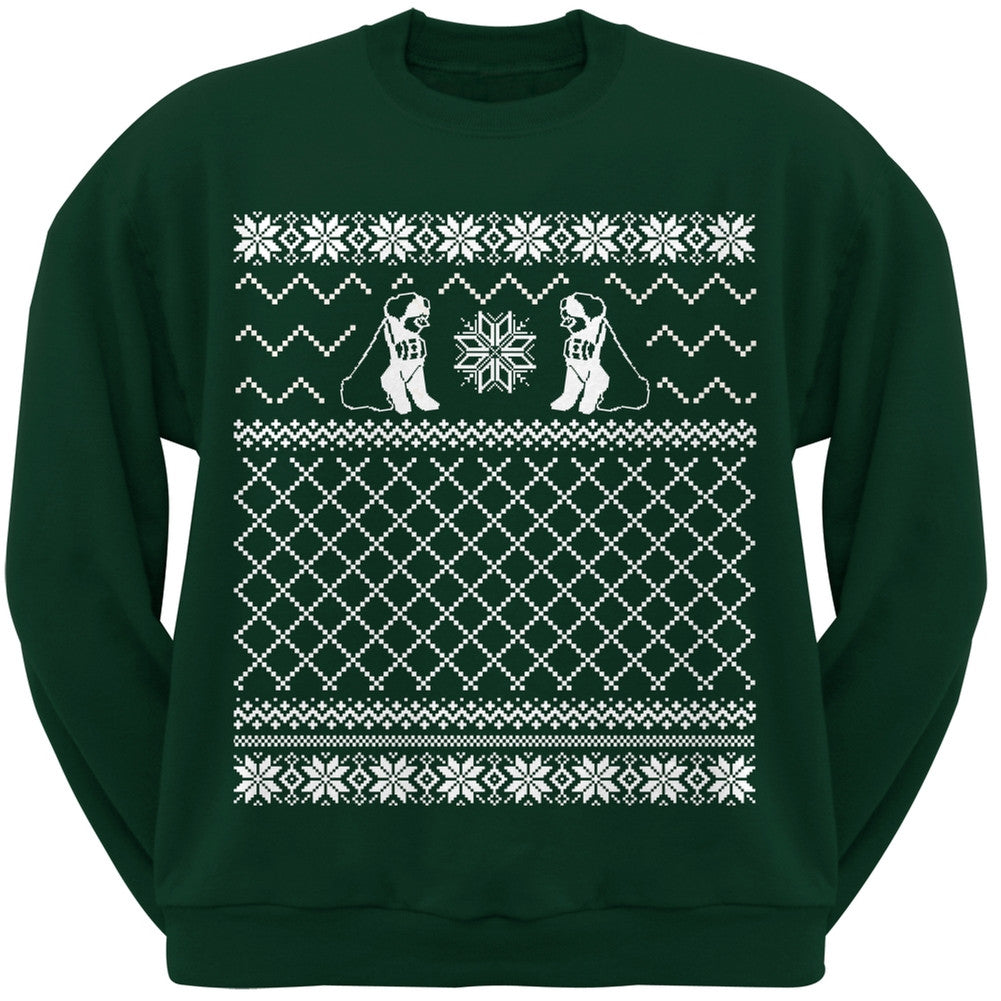 Saint Bernard Ugly Christmas Sweater Dark Green Crew Neck Sweatshirt Sweatshirts Old Glory   