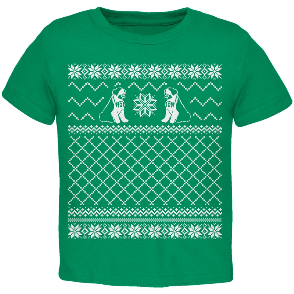 Saint Bernard Ugly Christmas Sweater Green Toddler T-Shirt Toddler T-Shirts Old Glory   