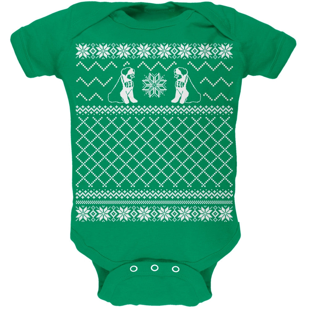 Saint Bernard Ugly Christmas Sweater Green Soft Baby One Piece Baby One Piece Old Glory   