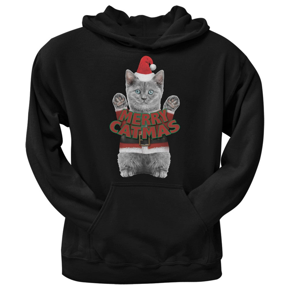 Merry Catmas Santa Christmas Cat Black Pullover Hoodie Sweatshirts Old Glory   