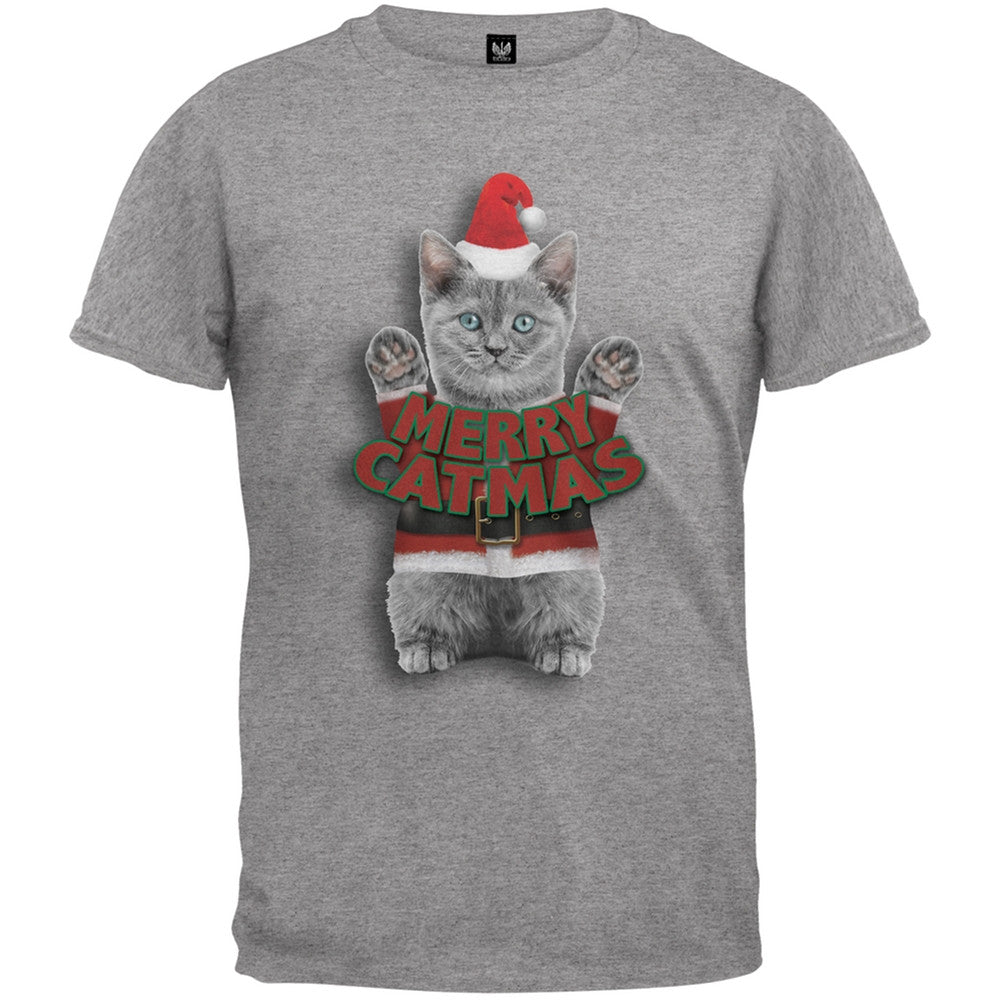 Merry Catmas Santa Christmas Cat Black T-Shirt Men's T-Shirts Old Glory   