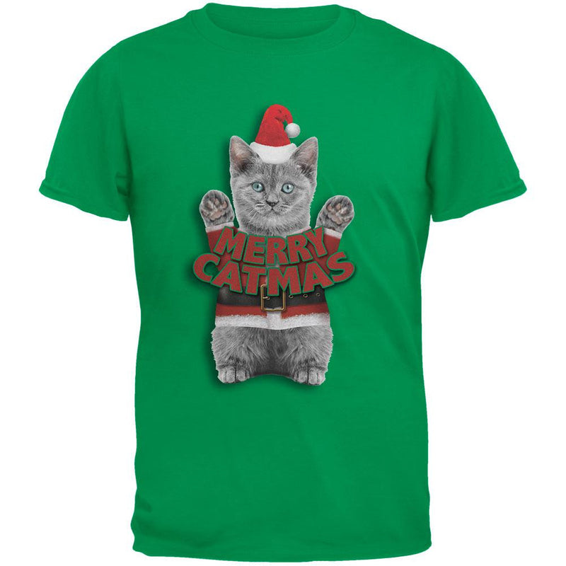 Merry Catmas Santa Christmas Cat Black Youth T-Shirt Youth T-Shirts Old Glory   