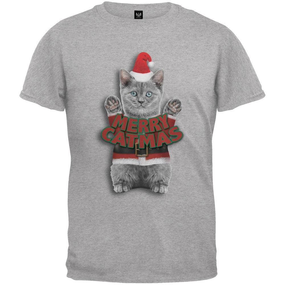 Merry Catmas Santa Christmas Cat Black Youth T-Shirt Youth T-Shirts Old Glory   