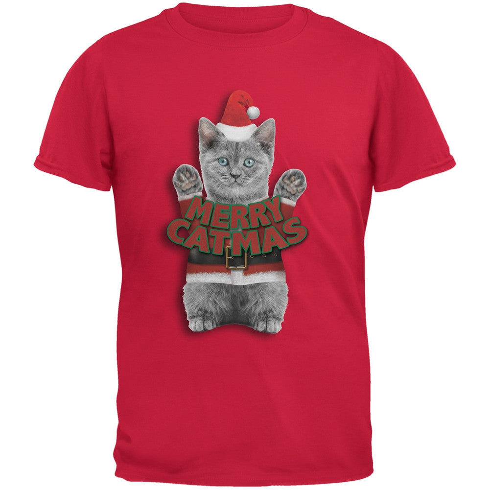 Merry Catmas Santa Christmas Cat Black Youth T-Shirt Youth T-Shirts Old Glory   